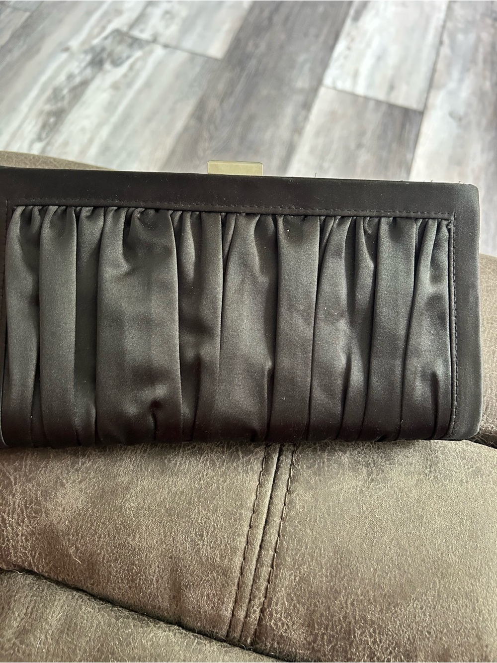 4/$100 Elegant Black Satin Ruched Clutch Bag - Unbranded